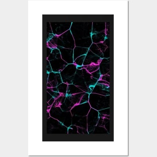 Neon Cyan & Purple Marble Pattern Posters and Art